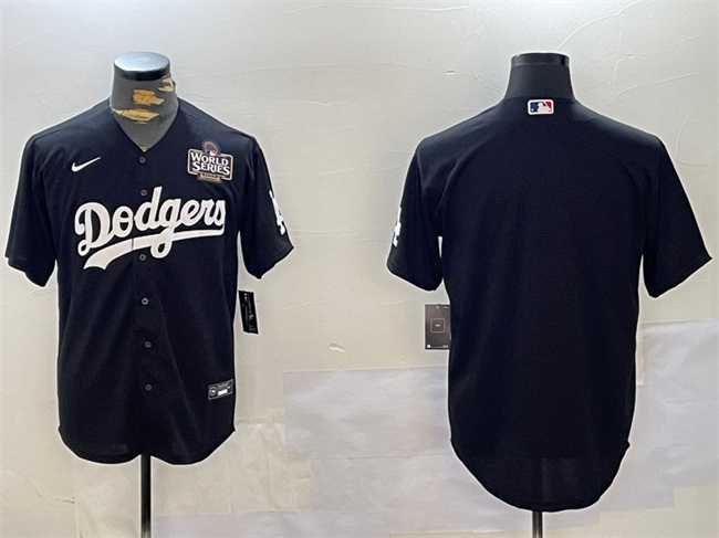 Mens Los Angeles Dodgers Blank Black 2024 World Series Cool Base Stitched Baseball Jersey